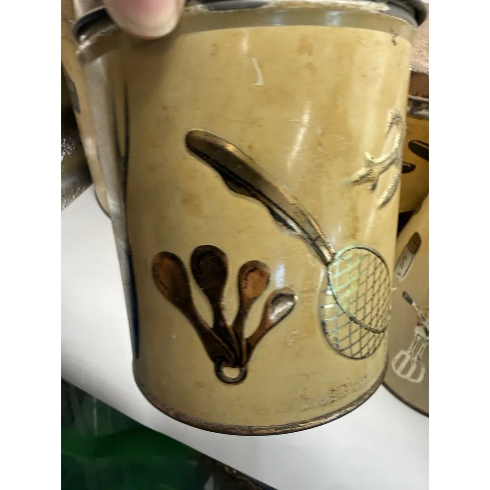 Vintage  MWeibro 4Pc Canister Set Kitchen MCM metal 1950's Rusty Crusty & Fab